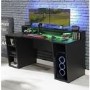 Black Gaming Desk 2 Shelves with Colour Changing LED - Tezaur