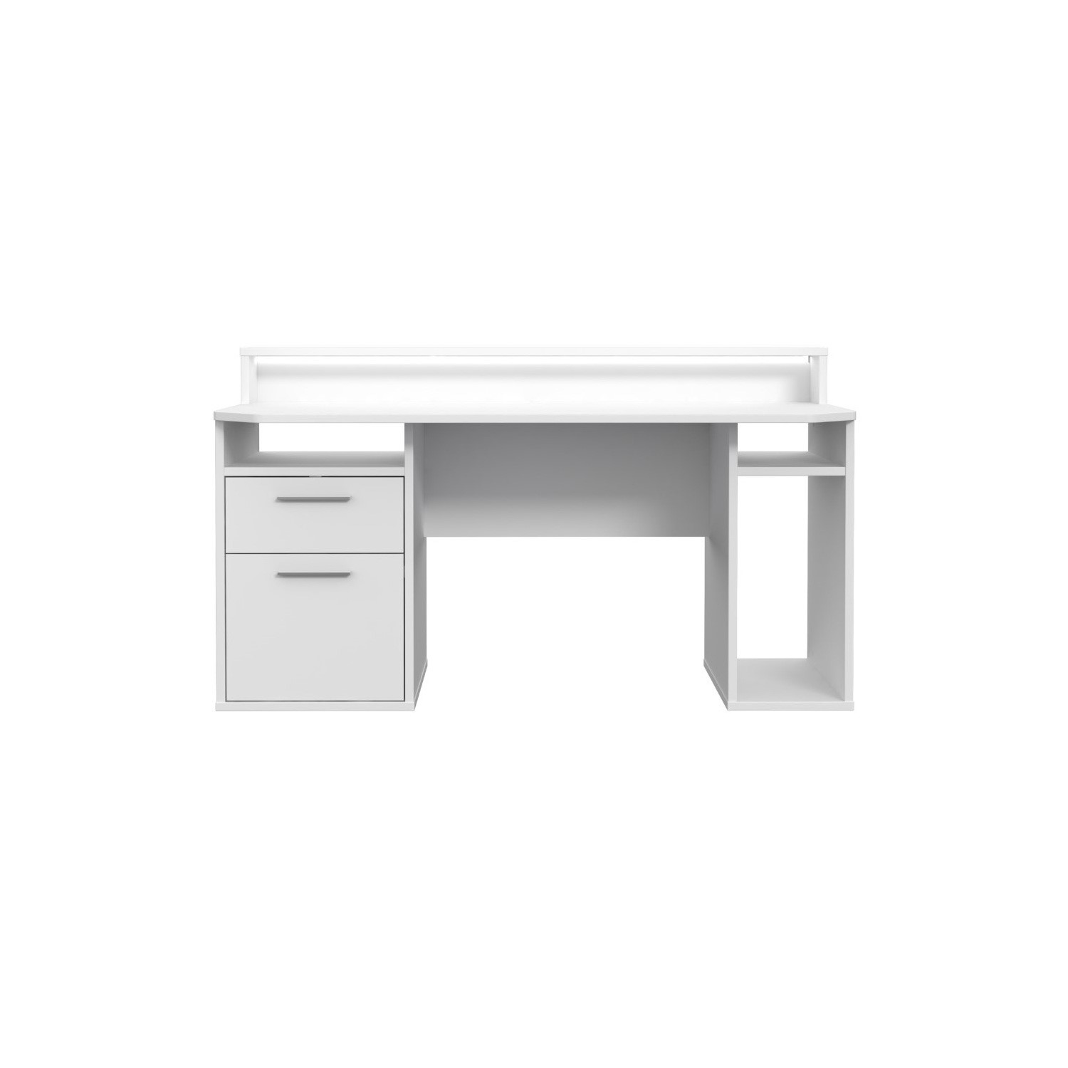 White Gaming Desk with Colour Changing LED - Tezaur - Furniture123