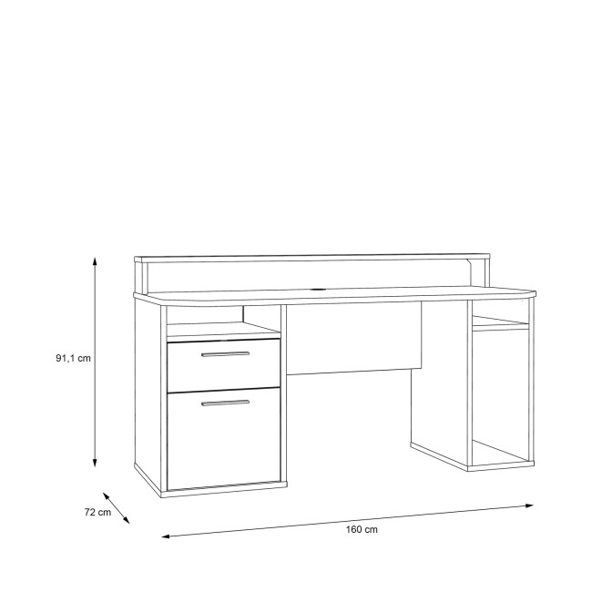 White Gaming Desk with Colour Changing LED - Tezaur