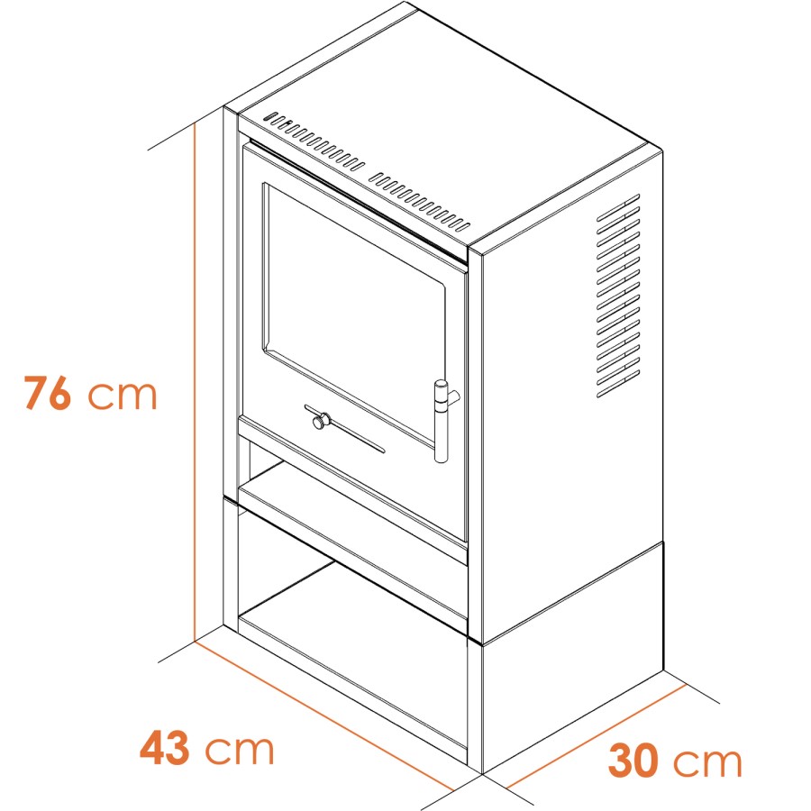 Acantha Tile & Hearth Set in Concrete Effect with OKO S1 Stove Log Store & Angled Pipe