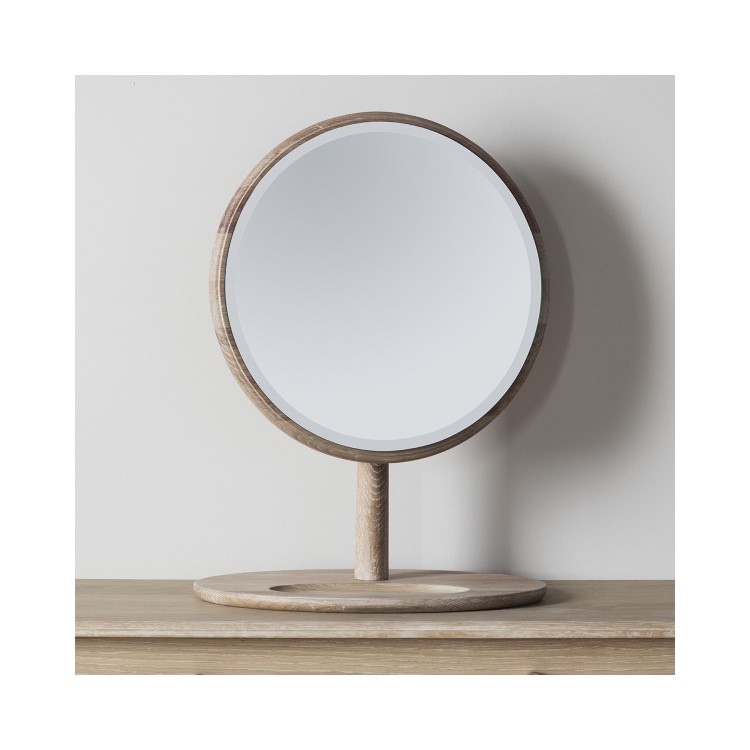 Round Oak Dressing Table Mirror