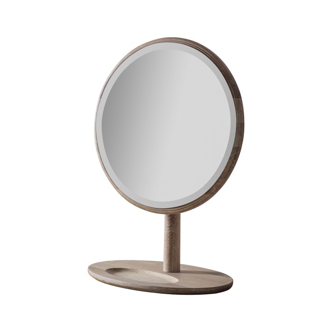 Round Oak Dressing Table Mirror