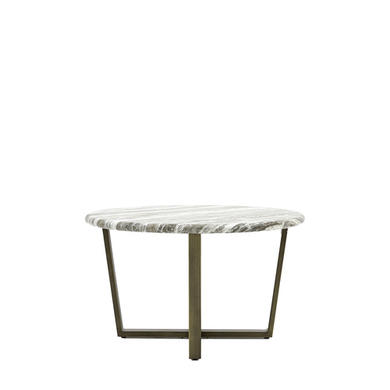 Marble Effect Green Round Coffee Table with Brass Legs - Lusso - Caspian House 