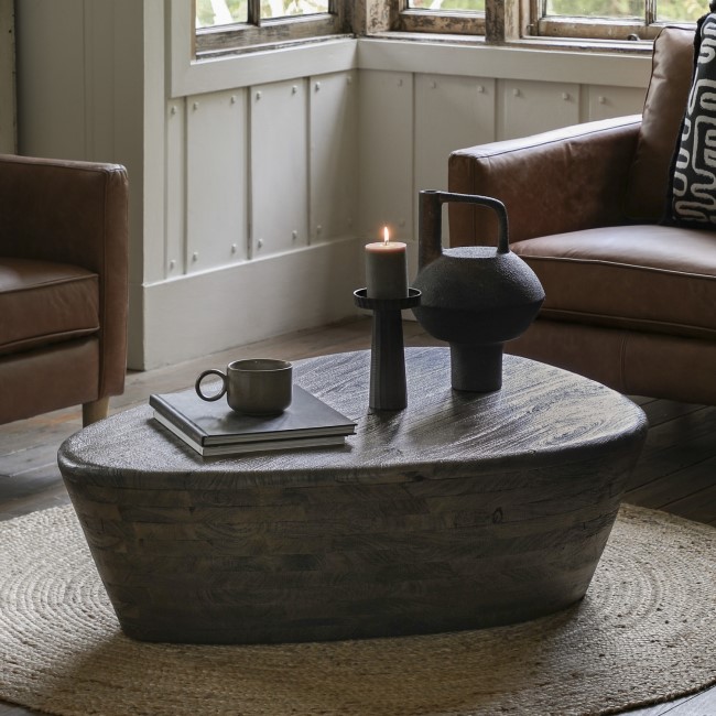 Mango Wood Triangle Coffee Table - Oregon - Caspian House 