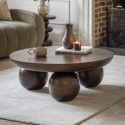 FOL105693 Large Round Mango Wood Coffee Table with Ball Feet - Sculpt- Caspian House