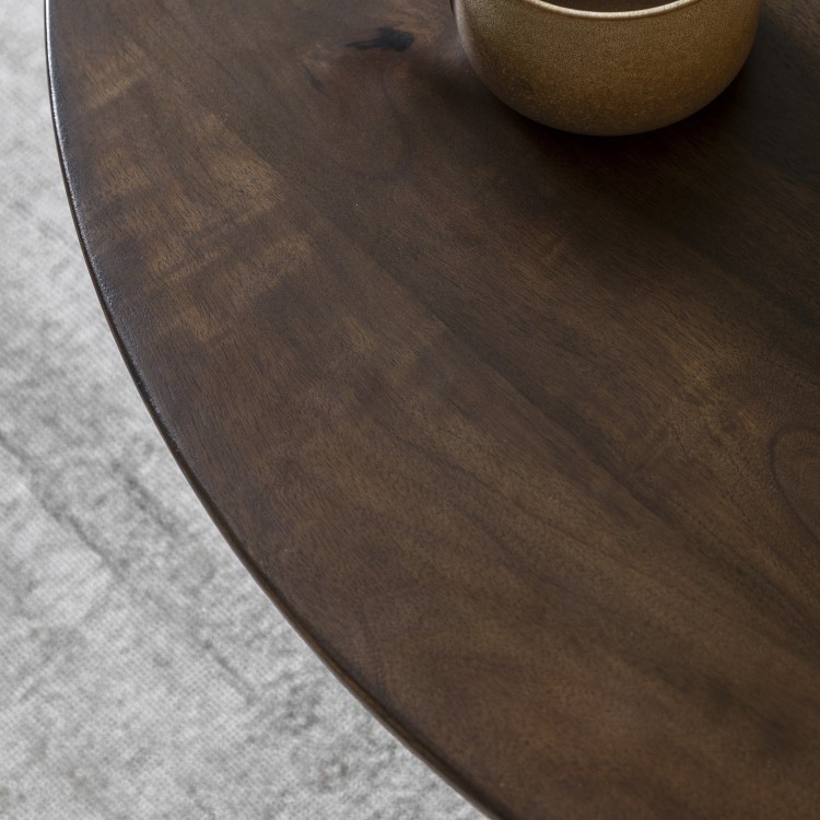 Round Mango Wood Coffee Table with Ball Feet - Sculpt- Caspian House 