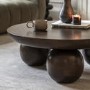 Round Mango Wood Coffee Table with Ball Feet - Sculpt- Caspian House 