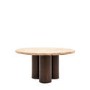 Round Travertine Coffee Table with Mango wood Legs - Trevi - Caspian House 