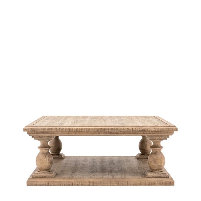 Square Pine Pedestal Coffee Table with Storage - Vancouver - Caspian House