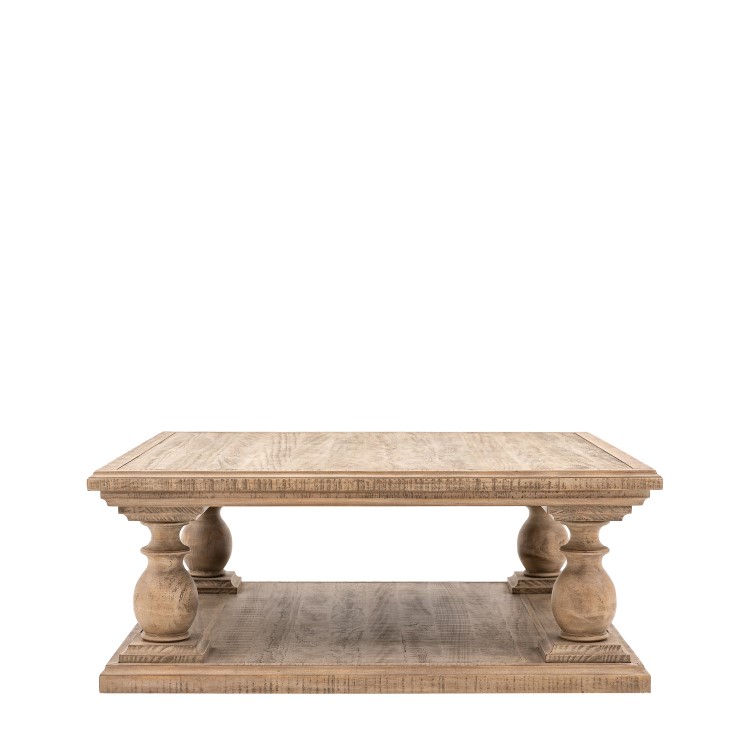 Square Pine Pedestal Coffee Table with Storage - Vancouver - Caspian House