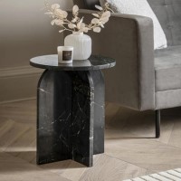 Marble Side Table Charcoal - Amalfi - Caspian House