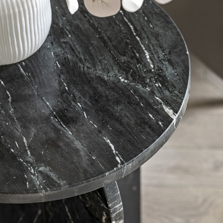 Marble Side Table Charcoal - Amalfi - Caspian House