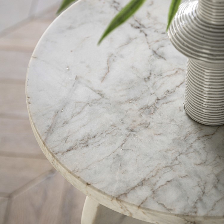 Marble Side Table White - Amalfi - Caspian House 