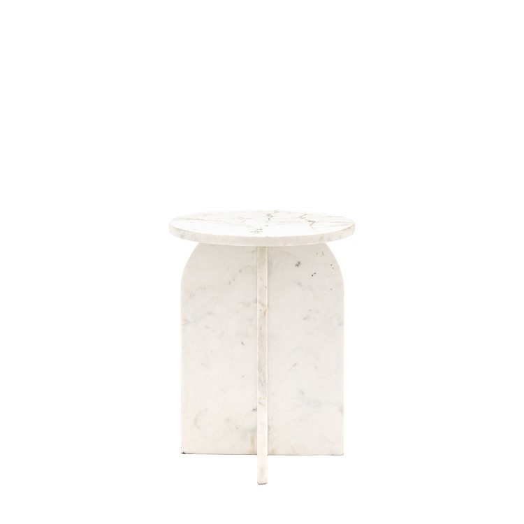 Marble Side Table White - Amalfi - Caspian House 