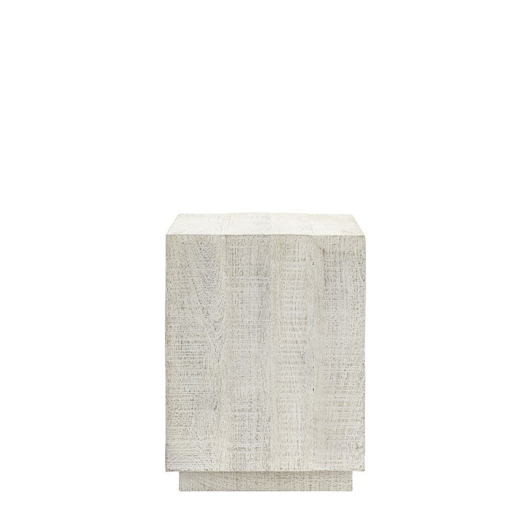 White Wash Mango Wood Side Table - Lowa - Caspian House 