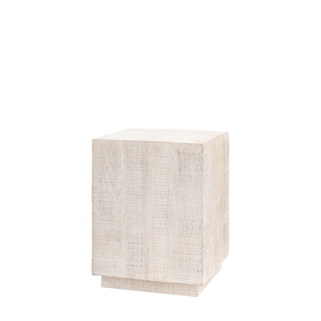 White Wash Mango Wood Side Table - Lowa - Caspian House 