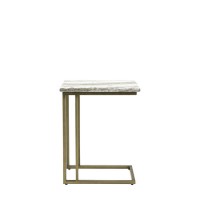 Marble Effect Green Side Table with Brass Legs - Lusso - Caspian House 
