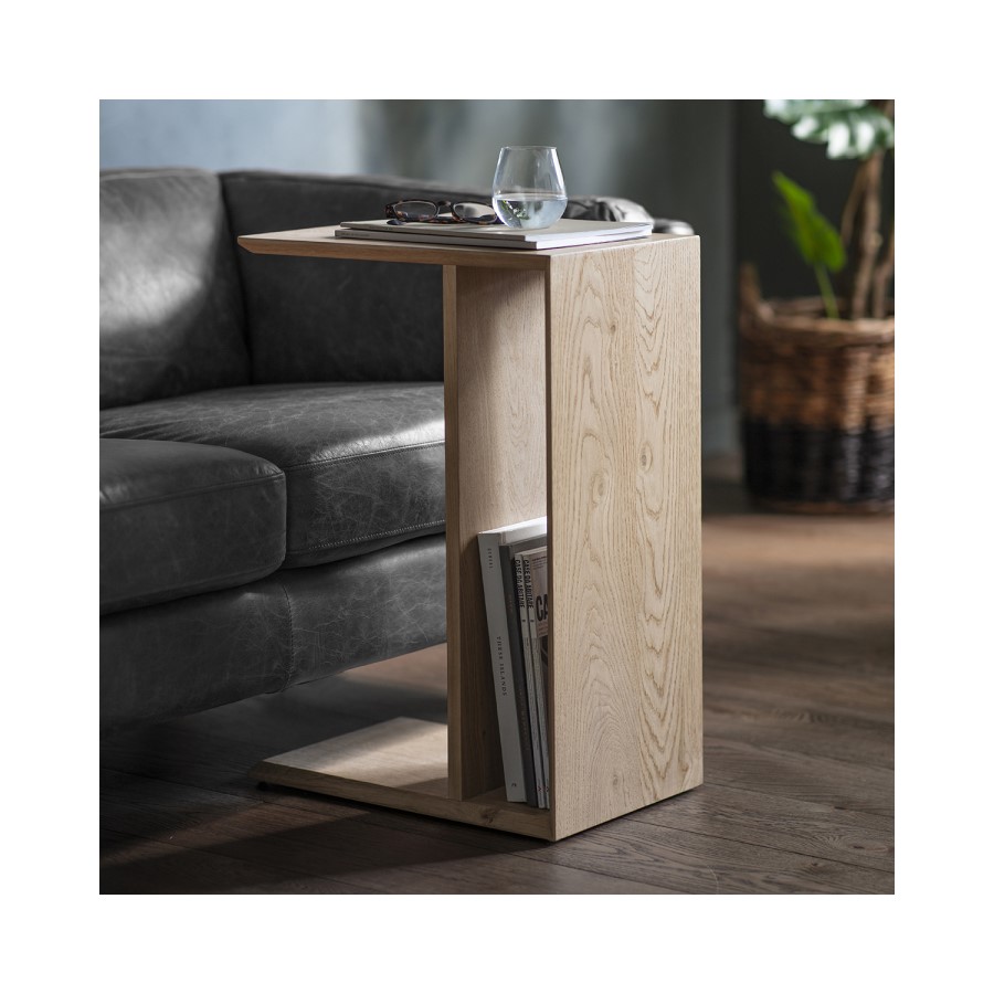 Oak Side Table with Storage - Milano - Caspian House