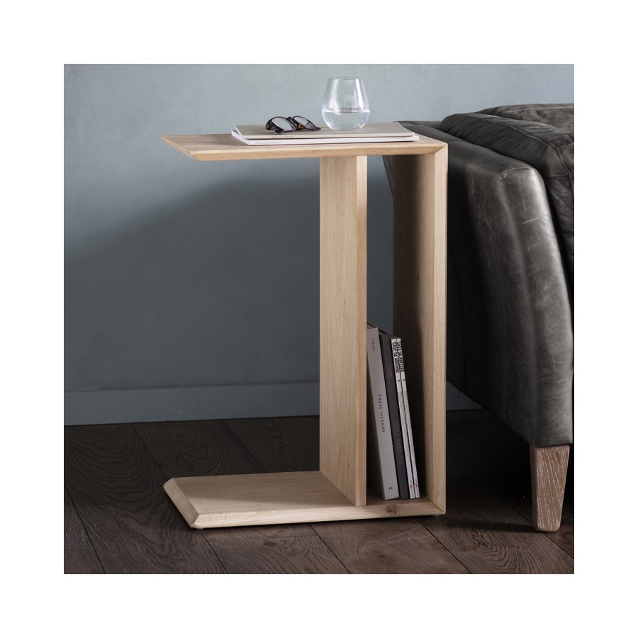 Oak Side Table with Storage - Milano - Caspian House