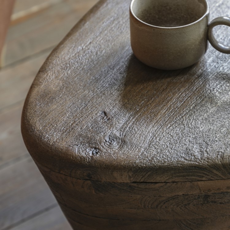 Mango Wood Triangular Side Table - Oregon - Caspian Hosue