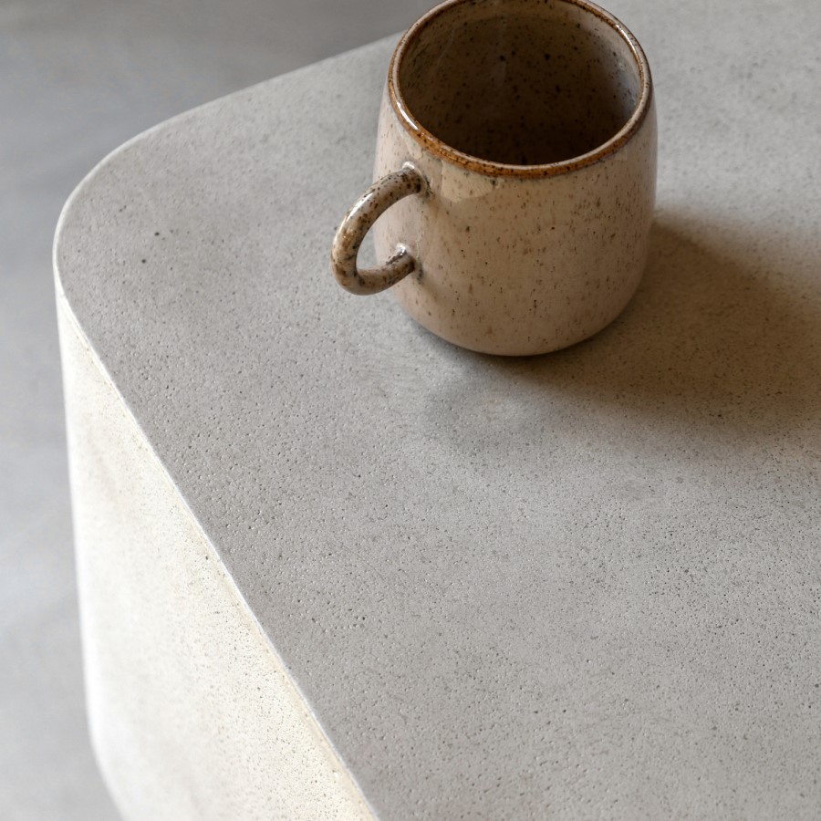 Curved Square Concrete Side Table - Pavia - Caspian House