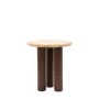 Round Travertine Side Table with Mango wood Legs - Trevi - Caspian House 