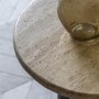Round Travertine Side Table with Mango wood Legs - Trevi - Caspian House