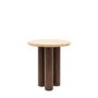 Round Travertine Side Table with Mango wood Legs - Trevi - Caspian House 
