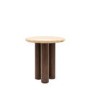 Round Travertine Side Table with Mango wood Legs - Trevi - Caspian House