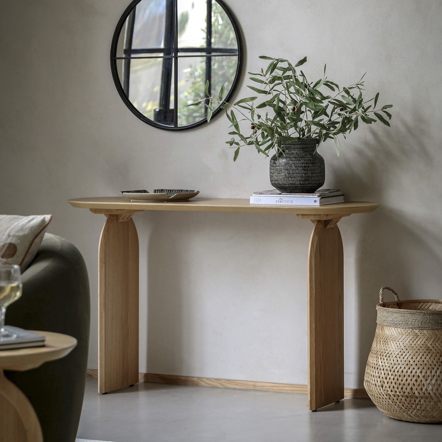 Large Curved Natural Console Table - Geo - Caspian House - Furniture123