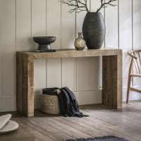 Large Natural Mango Wood Console Table - Lowa - Caspian House  Large Natural Mango Wood Console Table - Lowa - Caspian House