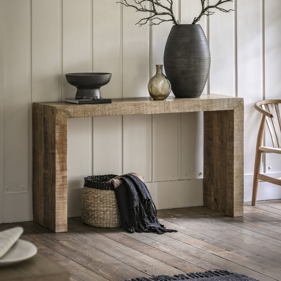 Large Natural Mango Wood Console Table - Lowa - Caspian House