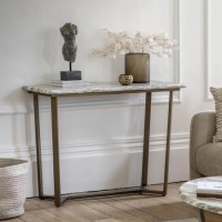 Marble Effect Green Round Console Table with Brass Legs - Lusso - Caspian House  Marble Effect Green Round Console Table with Brass Legs - Lusso - Caspian House
