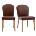 FOL105759 Set of 2 Brown Leather Dining Chairs - Hinton - Caspian House