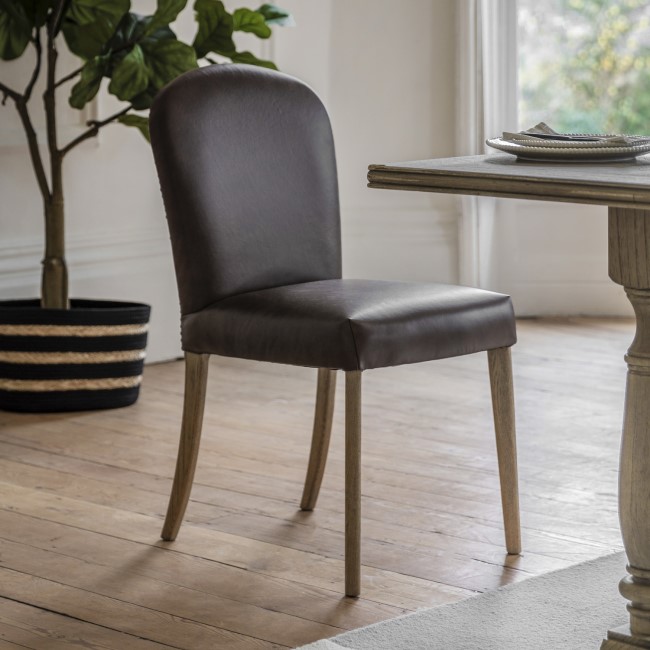 Set of 2 Brown Leather Dining Chairs - Hinton - Caspian House