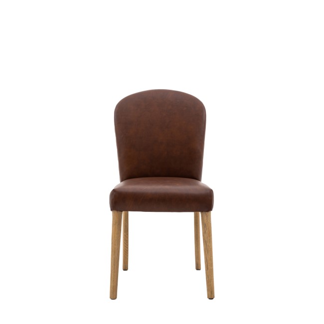 Set of 2 Brown Leather Dining Chairs - Hinton - Caspian House