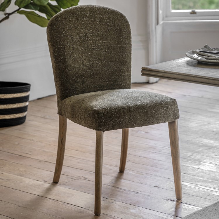 ONLY OPENED - Set of 2 Green Upholstered Dining Chairs - Hinton - Caspian House 