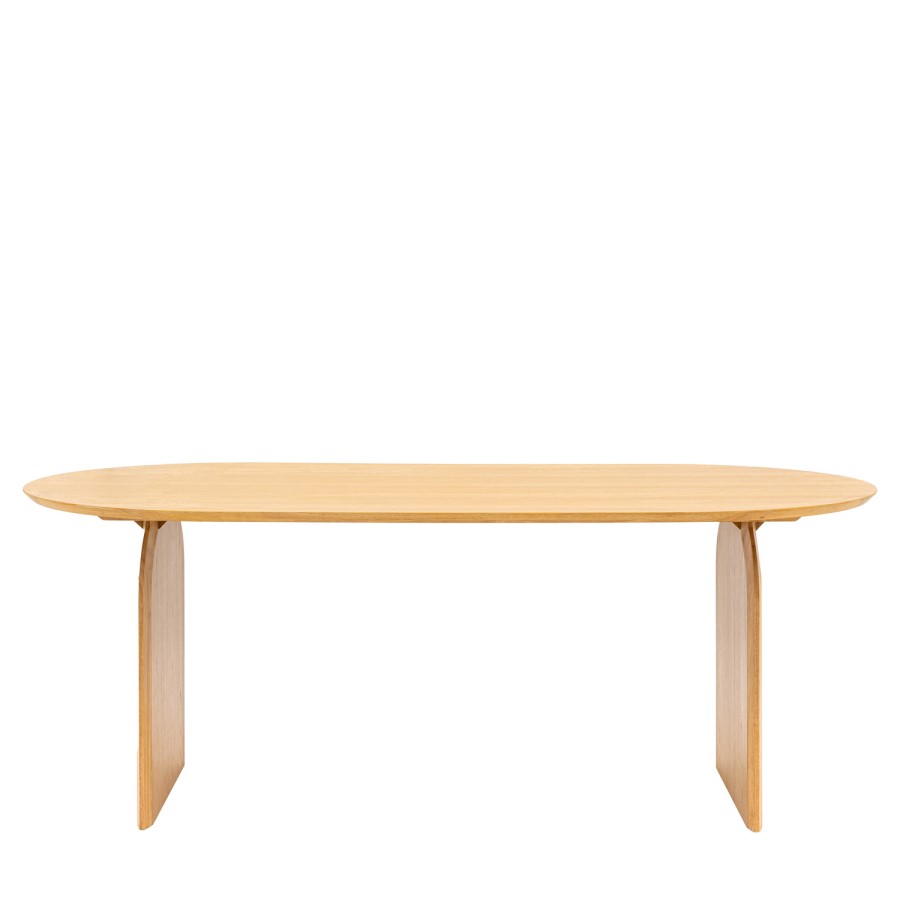 Curved Wooden Dining Table Seats 6 - Geo - Caspian House 