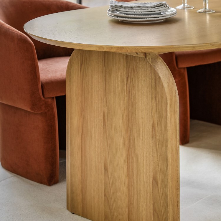 Curved Wooden Dining Table Seats 6 - Geo - Caspian House 