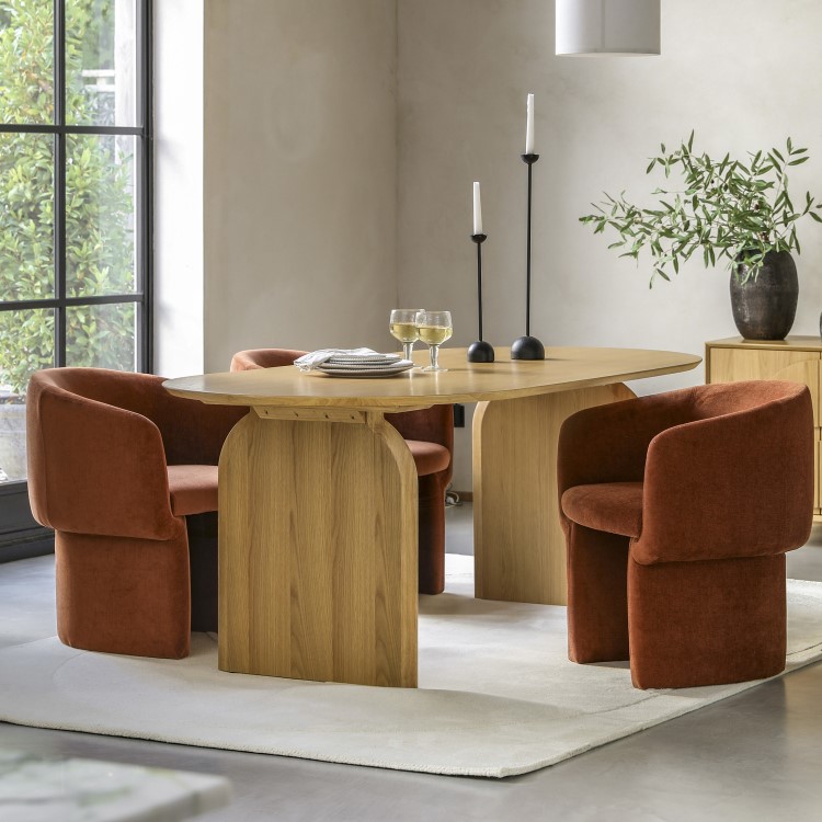 Curved Wooden Dining Table Seats 6 - Geo - Caspian House 