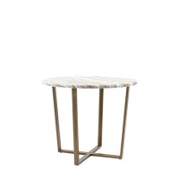 Marble Effect Green Round Dining Table with Brass Legs - Lusso - Caspian House 