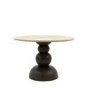 FOL105764 Mango Wood Dining Table With Travertine Top Seats 4  - Scuplt - Caspian House