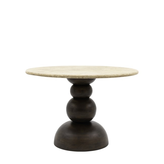 Mango Wood Dining Table With Travertine Top Seats 4  - Scuplt - Caspian House