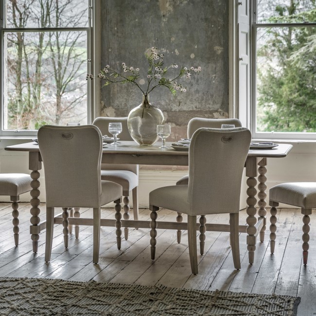 Large Oak Extendable Dining Table with Bobbin Detail seats 8 - Artisan - Caspian House 