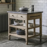 Small Free Standing Pine Kitchen island with Stone top - Vancouver - Caspian House