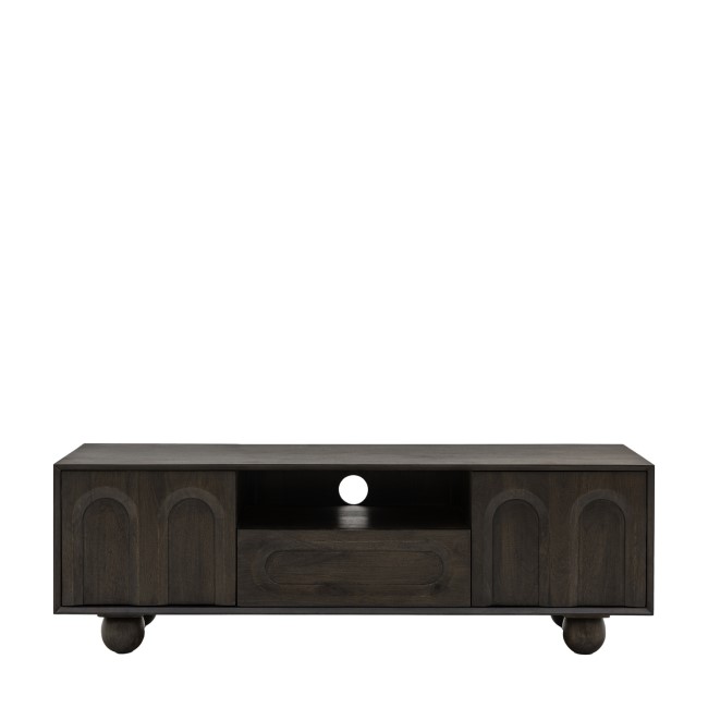 Mango wood Tv Unit with Ball Feet - Arc - Caspian House 