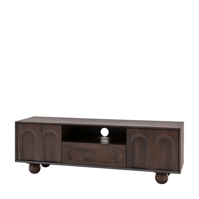 Mango wood Tv Unit with Ball Feet - Arc - Caspian House 