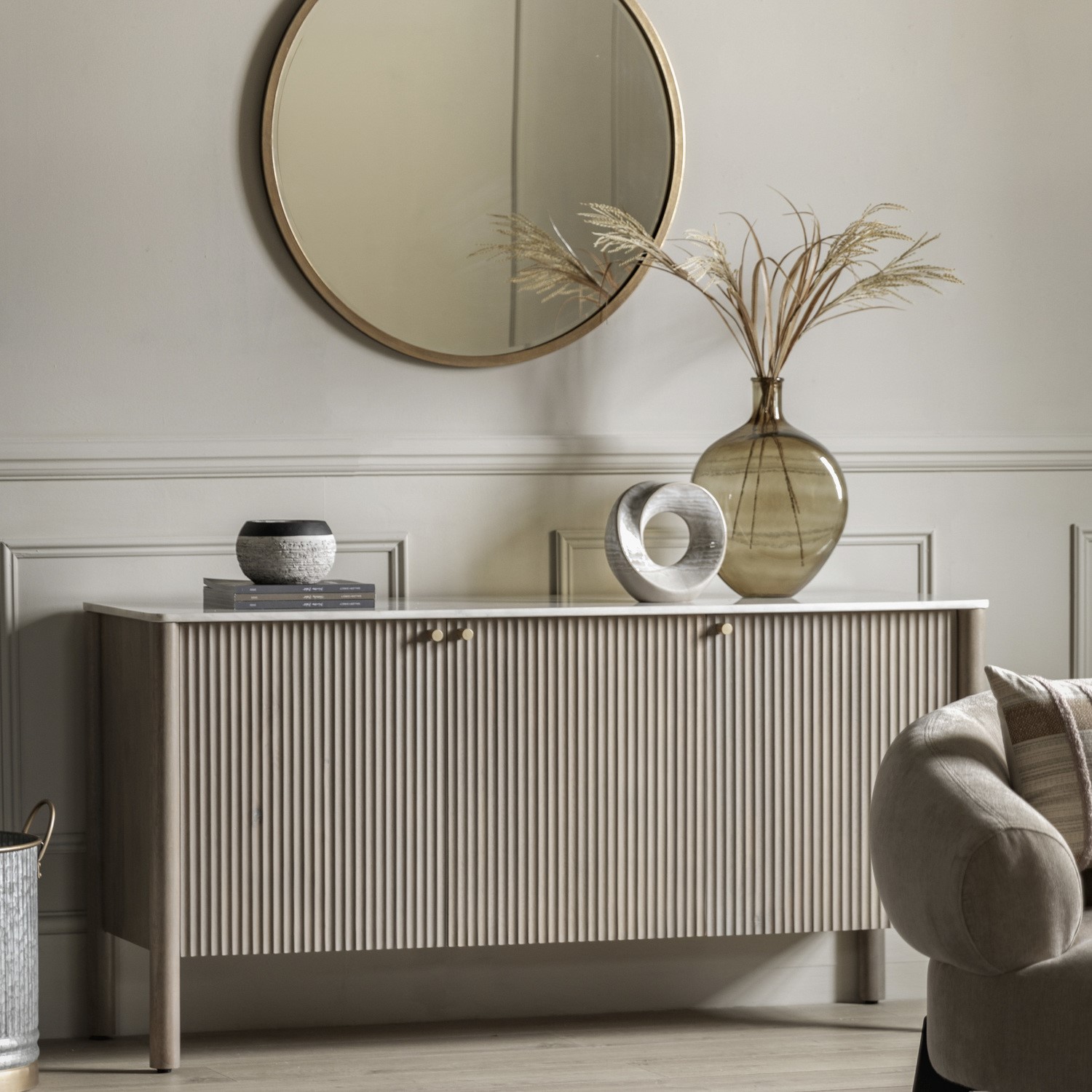 Fluted Sideboard With Rounded Mango Fluted Sideboard