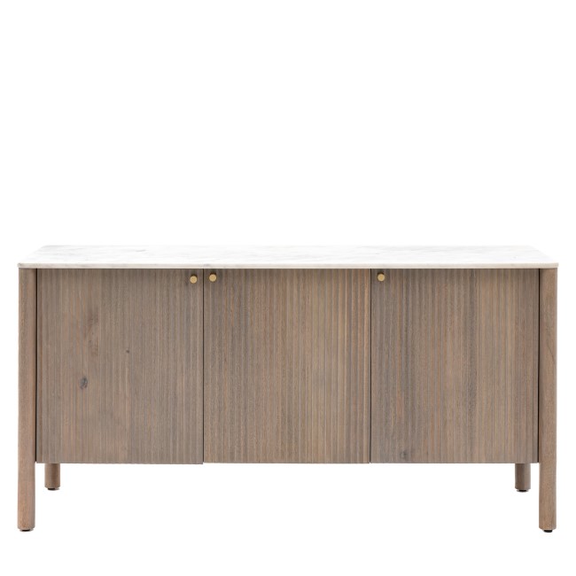 Mango Wood Fluted Sideboard with Marble Top - Marmon - Caspian Hosue 