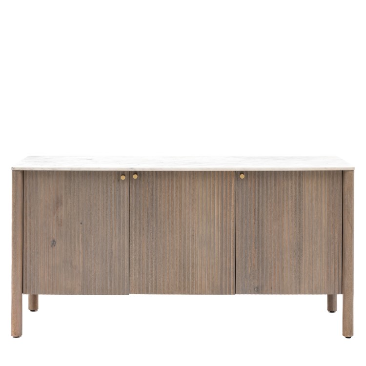 Mango Wood Fluted Sideboard with Marble Top - Marmon - Caspian Hosue 